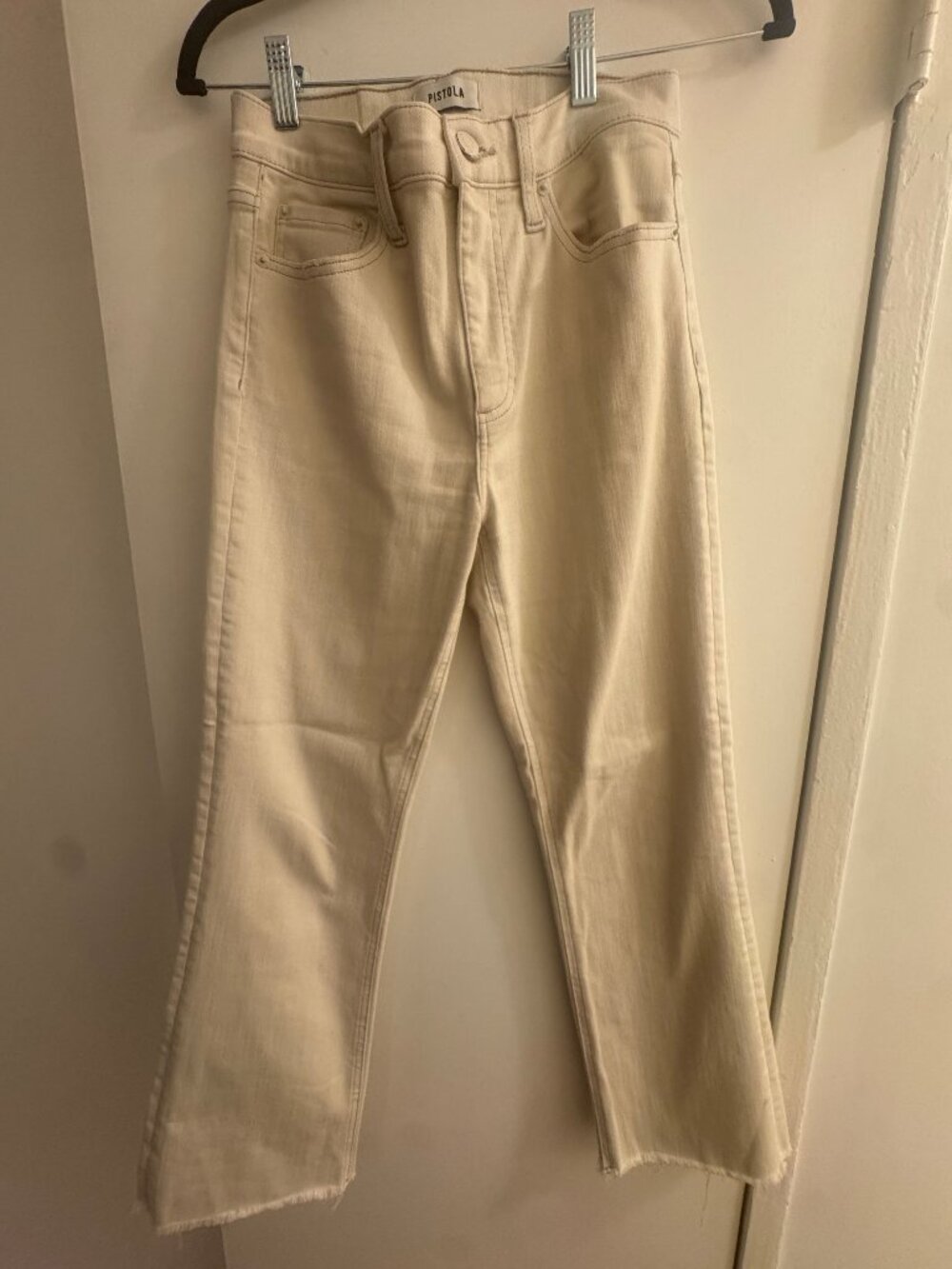 Pistola Lennon Sand Stone Raw Hem Jeans Size 26